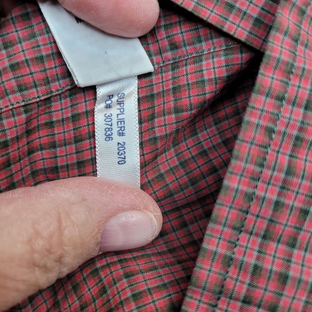 Ralph Lauren Custom Fit Men's Red Plaid Cotton Shirt Large‎ Long Sleeve Casual - Picture 4 of 6